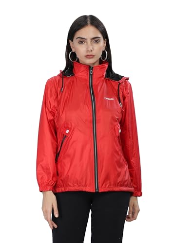 Image of Dollar Women's Polyester Solid Windcheater Jacket With Zipper Pockets and Detachable Hood