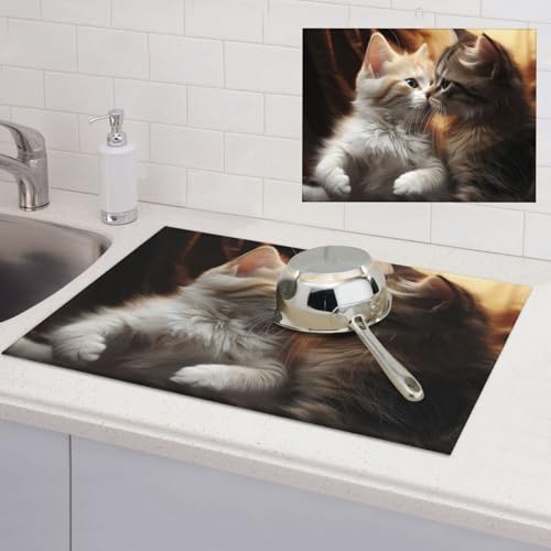 cat kiss �H�튣���}�b�g ���z���� �}�C�N���t�@�C�o�[ �L�b�`���J�E���^�[�}�b�g 24x18�C���` L�T�C�Y �H�퐅�؂�}�b�g �J�E���^�[�g�b�v�p ���؂胉�b�N�p�b�h �t�b�N�t��