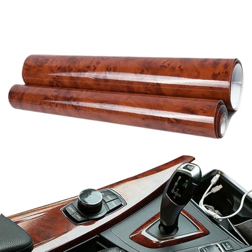 Película para coche, marrón castaña, brillante – Autoadhesiva, aspecto madera, resistente, sin burbujas de aire, película adhesiva DIY de alta calidad, material decorativo robusto pelícola protectora