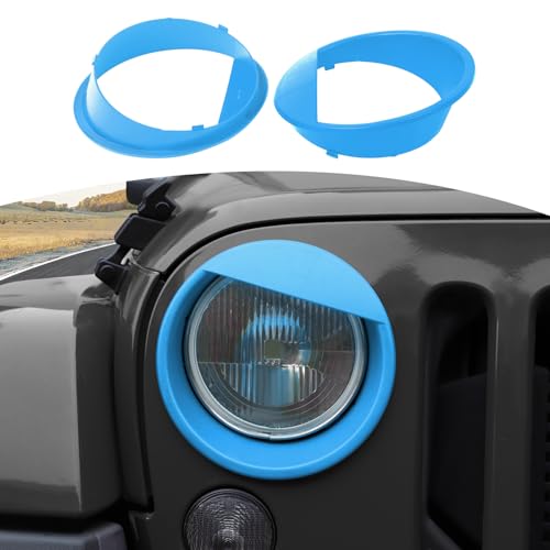 JOSHELA for Jeep JK Angry Eyes Headlight Cover Trim Fit for Jeep Wrangler JK JKU 2007-2017 Light Blue Exterior Accessories 2pcs