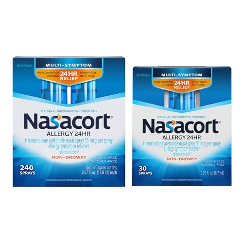 Nasacort 24HR Allergy Nasal Spray for Adults, Non-drowsy & Alcohol Free, 270 Spray Pack