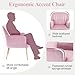 E-Motie Velvet Accent Chair, Modern Upholstered Single Sofa Side Living Room Chair, Comfy Barrel Reading Armchair with Metal Legs for Bedroom, Waiting Room, Office and Cafe, Pink