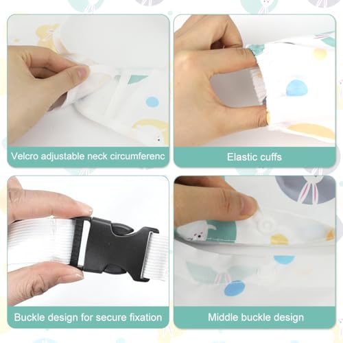Image of SNOWIE SOFT Sleeved Bib Baby Bib with Pocket, Toddler Bib, Smock, Washable and Lightweight Waterproof Fabric, Fits Bibs for Baby 6 Months+