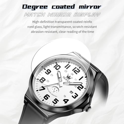 Image of OLEVS Mens Watch Original Easy Read Fashion Analog Quartz Unisex Watches Big Numer Silicone Waterproof Date Sport Watch for Man with Emoji