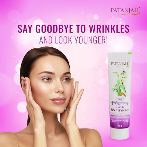 Image of Patanjali Anti Wrinkle Cream, Natural Herbal Cream for Smoother and Nourished Skin pack of 2 50g each