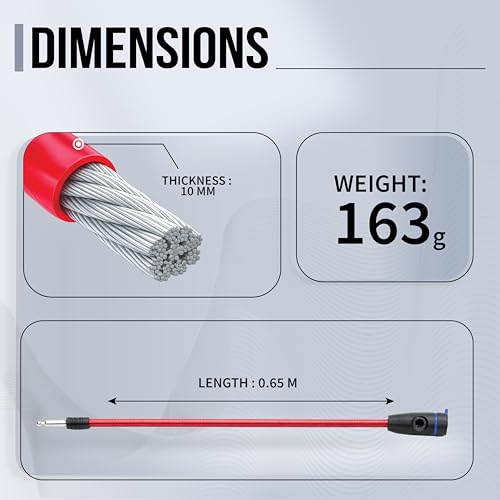 Image of Robustt Braided Steel Cable Lock with Keys - 0.65m Long (Pack of 2), 10mm Thick PVC Coated Cut-Resistant Cable | Dust Cover Key Slot | Extra Key Included | Anti-Theft Cable Lock-Red