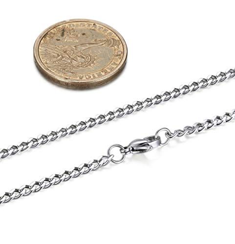 Image of FIBO STEEL 3.5-10mm Stainless Steel Cuban Necklace Mens Women Curb Link Chain, 16-30 inches