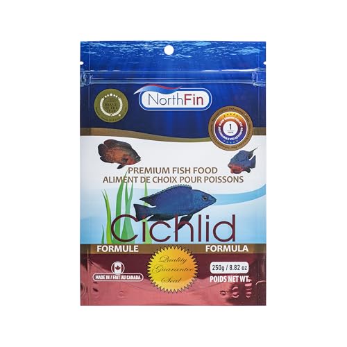 Northfin Cichlid Formula Fish Food – Slow Sinking Pellets for Cichlids (1mm, 250g) | Premium High-Protein, All-Natural Cichlid Diet to Enhance Color & Growth – No Fillers, No Hormones, Made in Canada