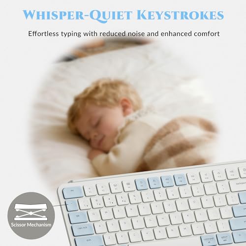 Image of Keychron B6 Pro Ultra-Thin Wireless Keyboard, Full-Size ZMK with Numeric Keypad Quiet Typing, 2.4 GHz /Bluetooth 5.2 /Wired Connection Long Battery Life, Compatible with Mac Windows Linux - Retro Blue