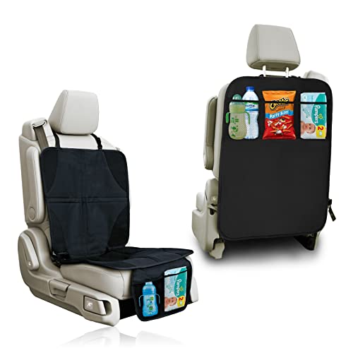 Lebogner Car Seat Protector + Kick Mat Auto Seat Back Protector With 3 Organizer Pockets, Durable Quality Seat Covers + Waterproof Kick Guards To Protect Your Leather And Upholstery Seats From Damage #TOP1