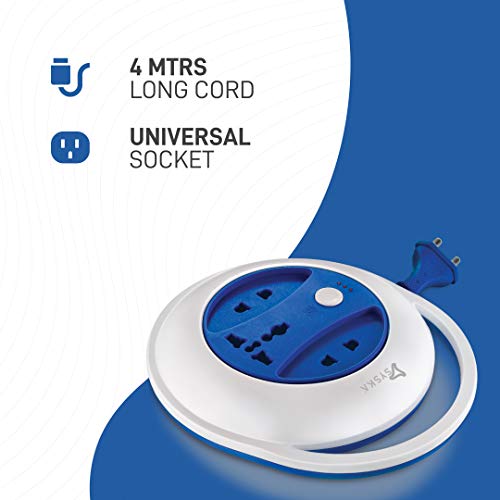 Image of SYSKA PW-0302 Power Wheel Extension Cord Made of Strong ABS Material 4 Meter Long (White-Blue)