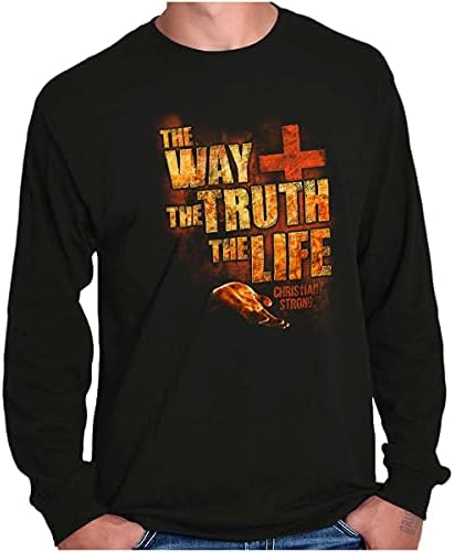 The Way Truth Life Christian Cross Long Sleeve Tshirt Men Women Black