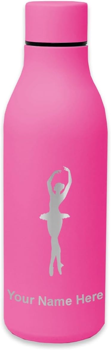 LaserGram Double Wall Stainless Steel Water Bottle, Ballet Dancer Woman, Personalized Engraving Included
