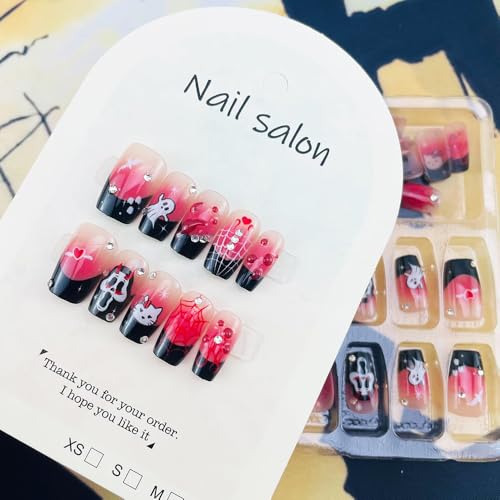 Halloween Press On Nails - Short Square Ghost Design