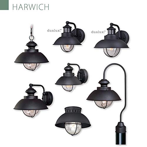Vaxcel Indoor Outdoor Pendant Light - Harwich Textured Black With Clear Seeded Glass Shade, Coastal, Rustic Farmhouse, Hanging Ceiling Barn Light For Garage, Front Door, Porch And Patio #TOP3