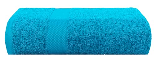 Image of Casa Copenhagen, Super Soft Feather Lite Collection 2 Pieces 100% Cotton Large Bath Towel (Size : 75 x 150 cm) - Lime Green & Teal Blue