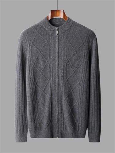 Men's Merino 100 Percent Wool Thick Warm Fall Winter Casual Zipper Knitted Sweater Cardigan with Pockets2