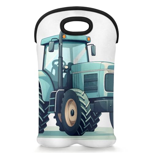 GzLeyigou 2 Bottles Tractor Wine Bag Sleeve Totes Neoprene Protective Wine Carrier Bag for Wine,Water, Champagne, Beer, Baby Bottles,Gift 14.5 x 10 Inches