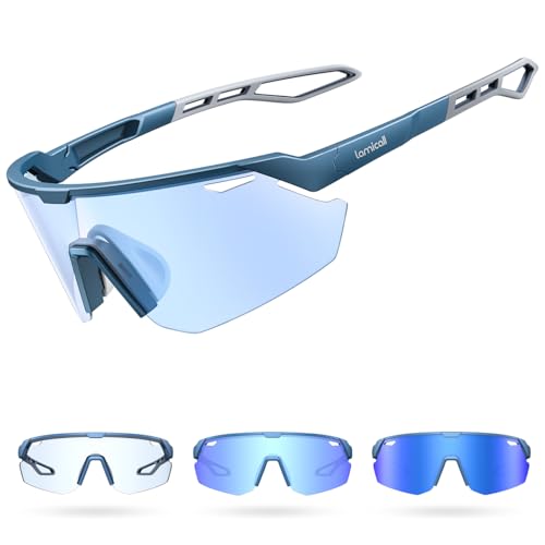 Lamicall Occhiali Ciclismo Fotocromatici, [3S Fotocromatico] [28g Ultraleggero-TR90] Anti-UV400, Nasello