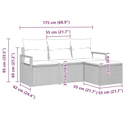 Sofá para terraza resistente a UV que soluciona la falta de espacio exterior con 4 piezas 4