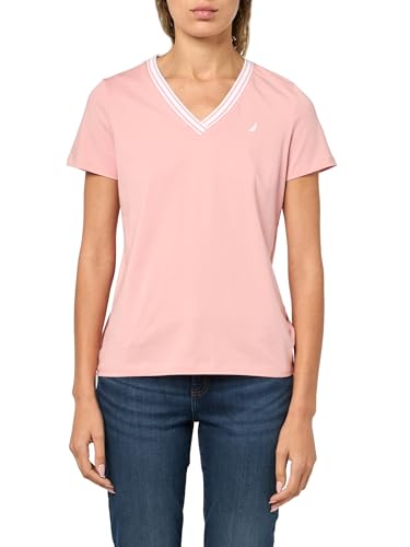 Image of Nautica Women's Solid V-Neck Short Sleeve T-Shirt Shirt