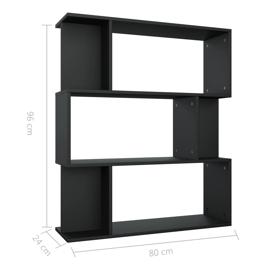 Libreria divisoria nera, 80 x 24 x 96 cm, in legno con 9 scomparti, per soggiorno, camera da letto e ufficio, moderna libreria per libri e decorazioni