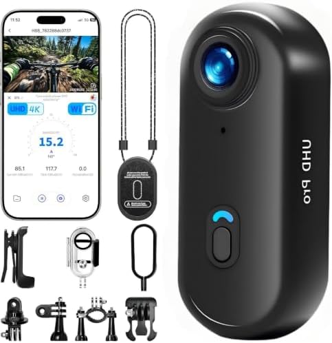 4K Thumb Action Camera with Memory Card Mini Body Camera WiFi Mag...