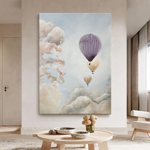 Peinture à l'huile ciel et nuages pour décorer le salon et le mur au bout du couloir