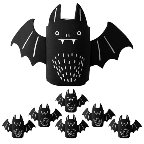6-Pack Neoprene Can Coolers - Halloween Bat Design - Insulated Sleeves for Beer, Soda & Drinks - Ideal for Parties, Daily Cold Retention