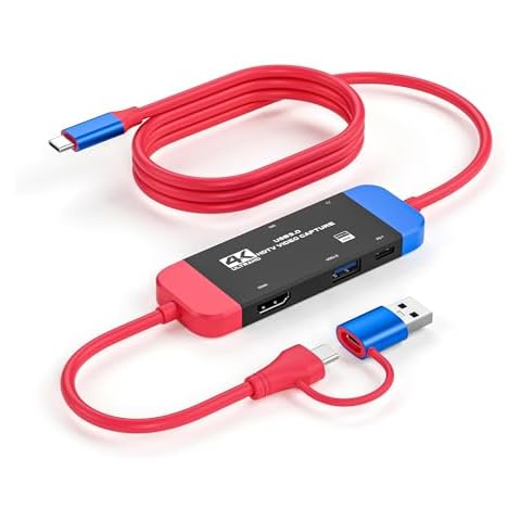 Capture Card USB C to USB-A/C 4K Video Capture Card USB 3.0 Support 100W Fast Charge,Video Capture for Gaming, Streaming, Recording Compatible with Switch, Steam Deck,iPad Cover