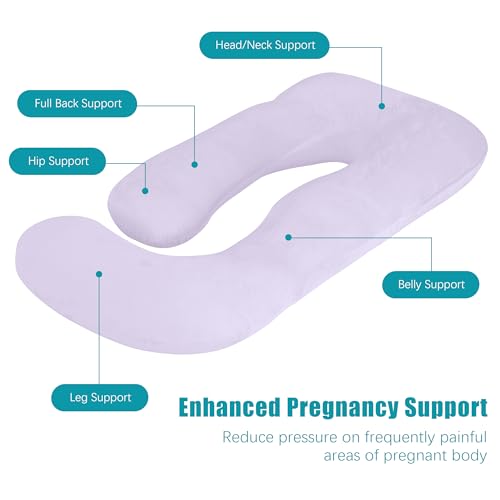 Image of Cute Castle Pregnancy Pillows, Soft U-Shape Maternity Pillow with Removable Cover - Full Body Pillows for Adults Sleeping - Pregnancy Must Haves - Jumbo 57 Inch - Purple