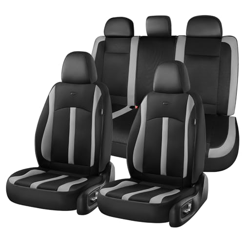 Image of FLORICH Car Seat Covers, Breathable Mesh Automotive Seat Cover Full Sets, Front Seat Covers and Back Seat Cover Universal Car Interior Protectors Cushion for Most Cars&SUV-Black&Grey