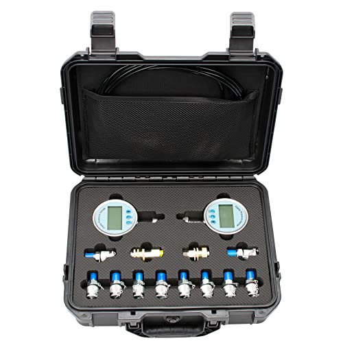 Digital Hydraulic Pressure Test Kit, Hydraulic Pressure Gauge Tester Set with 2 Digital Gauges (16MPa/80MPa)