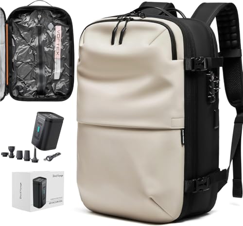 Image of BlackVoyage Vortex Vacuum Seal Travel Backpack 60L Expandable Air Compression System Water Resistant TSA Lock, Aero (Black), 60L (Air Pump Included), Aero