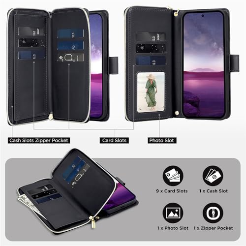 Étui Samsung Galaxy S25 Plus bordeaux avec fermeture éclair et sangle