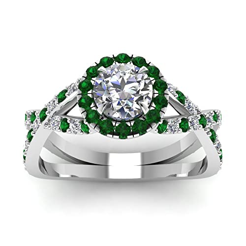 Image of Choose Your Gemstone Infinity Halo Round Diamond CZ Engagement Ring 925 Sterling Silver Round Shape Split Shank Engagement Ring Minimal Surprise Gifts for Ladies US Size 4 to 12