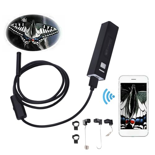 Kabellose Endoskopkamera, WiFi-Endoskop-Inspektion, HD, IP68, wasserdichtes 8-mm-Objektiv mit einstellbarem LED-Licht für Android iOS, Smartphone, Laptop, Rohrmotor, Autoreparatur