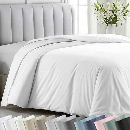 Image of California Design Den 100% Cotton Twin Duvet Cover Only - 400 Thread Count, 100% Cotton Sateen, Soft Twin XL /Twin Duvet Covers, Button Closures, Corner Ties, Durable Bedding - Antique White