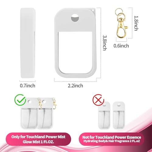 YMPEKA 2Pcs Silicone Case Compatible with Touchland Hand Sanitizer Spray, Protective Case with Keychain，Power Mist and Glow Mist 1 fl oz, Hand Sanitizer Spray Accessory (White+Pink)3