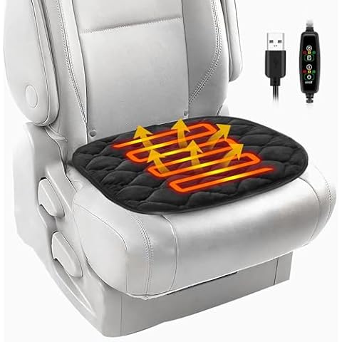 Fochutech Warm Seat Cover for Car, Winter Car Seat Cushion with Adjustable Temperature, Bottom Car Seat Cover with USB Port, for Car Truck SUV Van Black 1PCS Cover