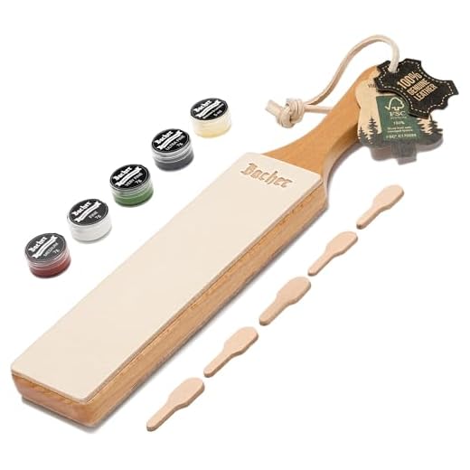 Bacher Premium Leather Strop for Knife Sharpening with Polishing Compound - Double Sided Stropping Leather – Stropping Kit: Knife Strop and Stropping Compound for Wood Carving and Woodworking