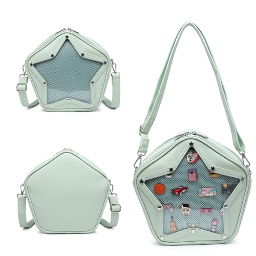 Image of Star PU Ita Crossbody Y2K Aesthetic Clear Pin Window Kawaii Anime Purse | Star Design For Cosplay, Meetups & Daily Y2K Outfits