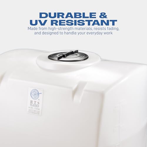 Image of RTS Plastics Rotomolded Polyethylene PCO-100 Gallon Tank for Water and Non-Flammable Liquids with Molded Grad Strip and Siphon Elbow