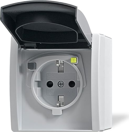 Busch-Jaeger FI-SCHUKOMAT Einsatz 3120 EWB-53 grau AP IP44 ocean (IP44) Steckdose 4011395210222