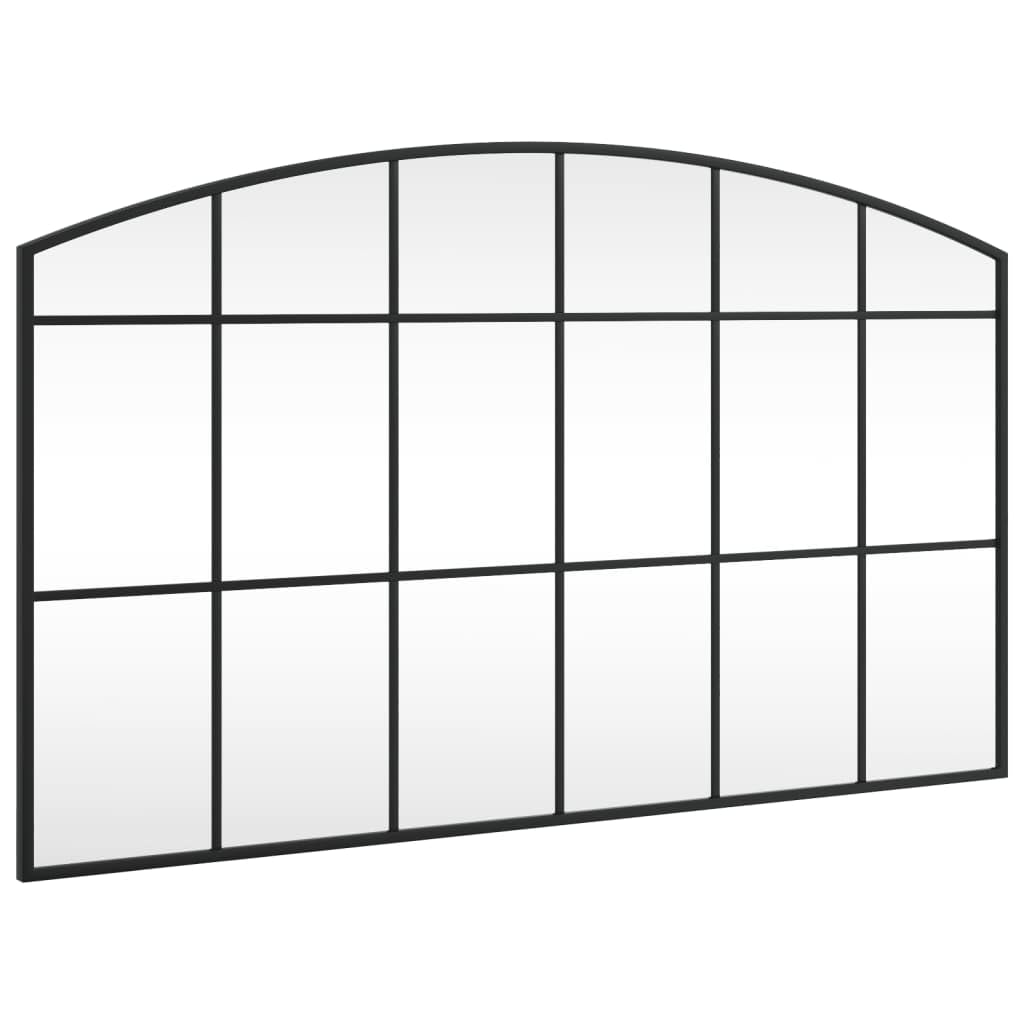 KGHFDVB Black Arch Wall Mirror 100x60cm, Minimalist Powder-Coated Iron Frame, Clear Glass for Bedroom, Living Room, Bathroom Decor