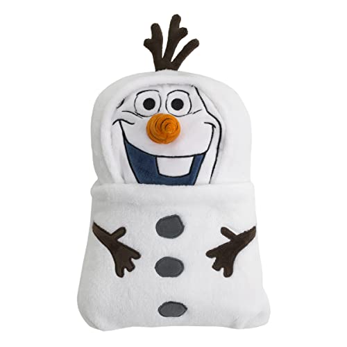 Image of NoJo Disney Frozen Winter Cheer White, Orange, Brown Olaf Character Shaped Blanket