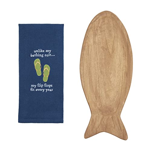 Planche à poisson Mud Pie idée cadeau originale avec son textile bleu - 2