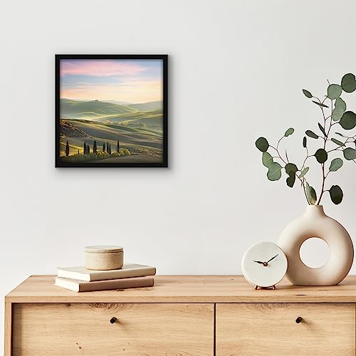 Americanflat 8x8 Picture Frame with Shatter-Resistant Glass - Streamline Collection - Thin Border Square Frame for Tabletop and Wall Display - Hanging Hardware and Easel Stand Included - Black