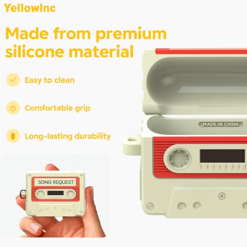 Image of Retro Classic Cassette Case Cover for Apple Airpods Pro 3 (2025) with Lanyard (White, Retro Tape)