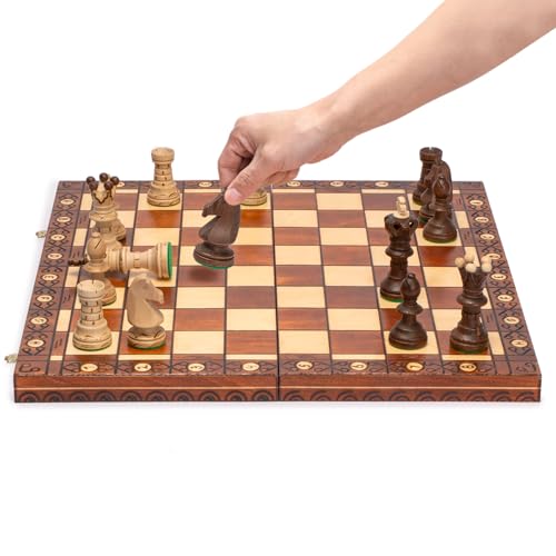 Juego de ajedrez Husaria de madera talla grande artesanal miniatura 3